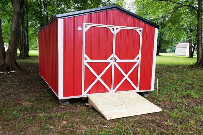 red utility shed